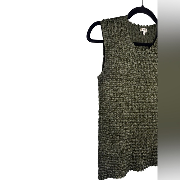 Y2K VTG Nicola Green Rouche Popcorn Tank Top Blouse Size Medium - Picture 3 of 10